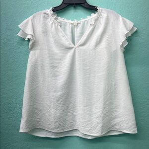 Nine Britton White Ruffle Sleeve Blouse